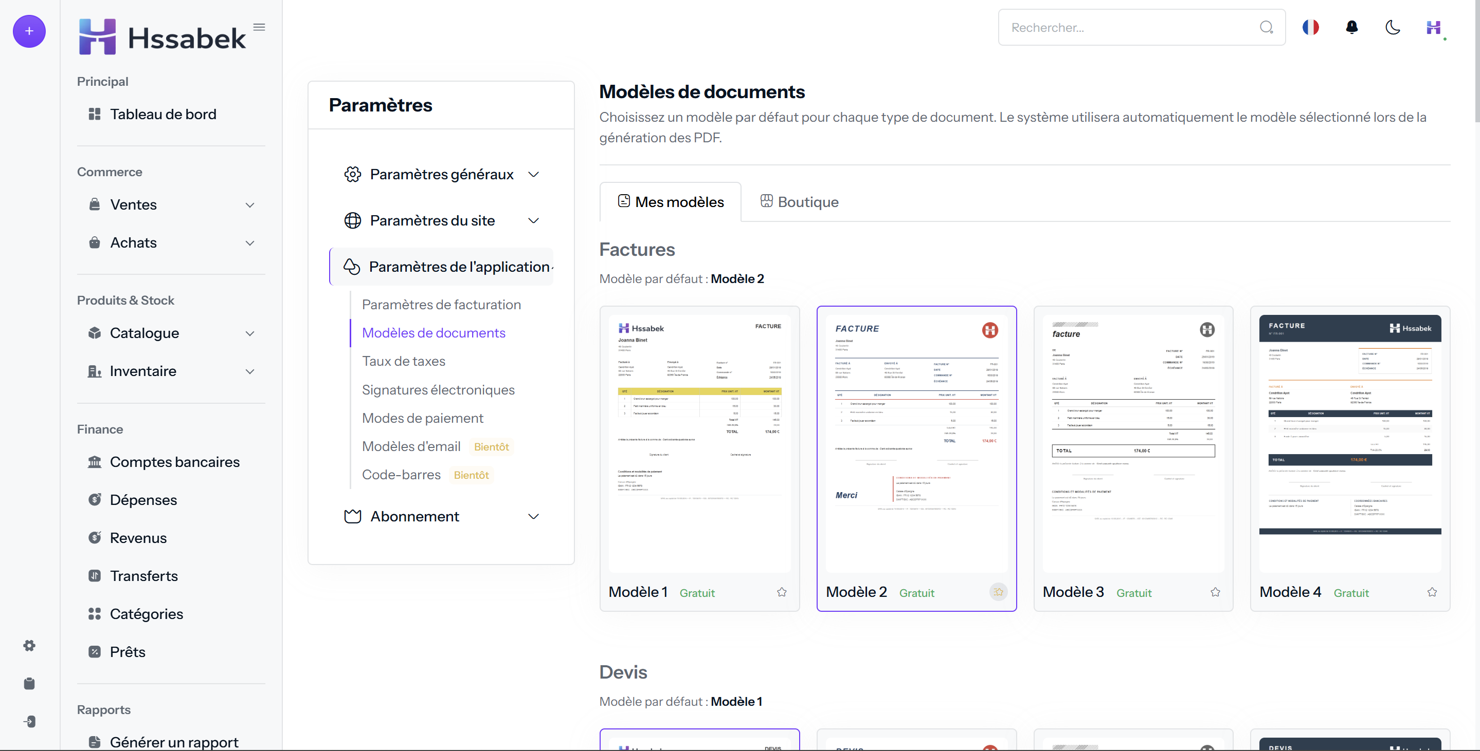 Modèles de factures